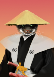 Kubek biały Samurai Cat