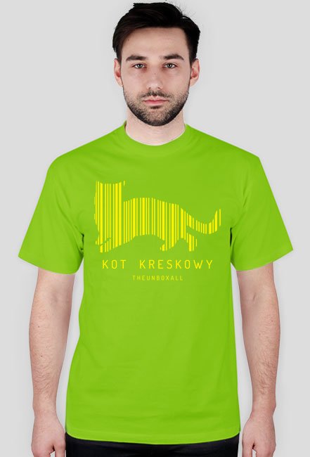 Koszulka Kot Kreskowy żółty Nadruk Koszulki Męskie W Theunboxall