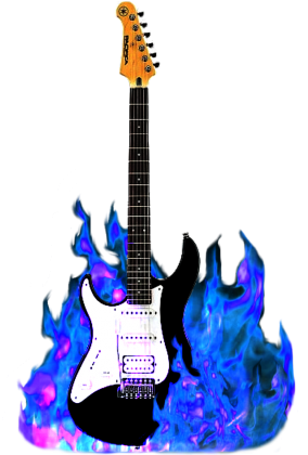 Electric guitar on  blue fire