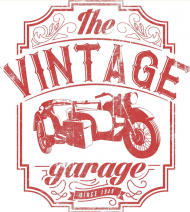 Bluza męska, nadruk: motocykl z wózkiem bocznym, napis Vintage garage