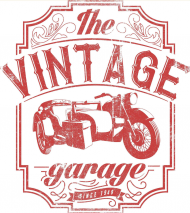 Bluza męska z kapturem, nadruk: motocykl z wózkiem bocznym, napis Vintage garage