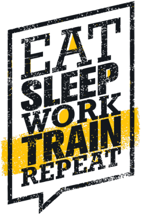 Kubek Eat Sleep Work Train Repeat - Black/Yellow