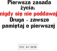 Pierwsza zasada  nigdy się  nie poddawaj  Druga - zawsze pamiętaj o pierwszej