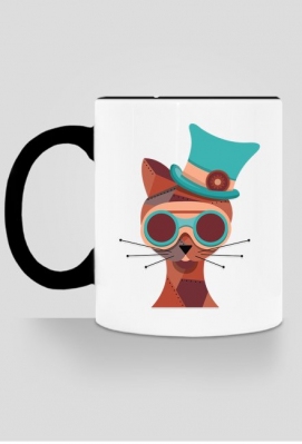 Steampunk Cat – kubek z kolorowym uchem - Geek Mind