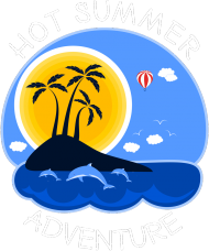 Koszulka damska niebieska na wakacje i lato - Hot Summer Adventure