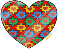 Serce Puzzle - Czapka z daszkiem czerwono-biała