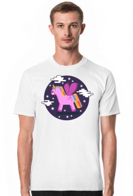 T-shirt męski - Jednorożec pośród gwiazd - Dudle