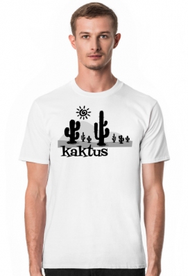 Koszulka męska biała - Kaktus - Przesłaniec
