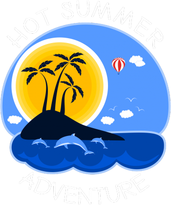 Koszulka męska niebieska na wakacje i lato - Hot Summer Adventure
