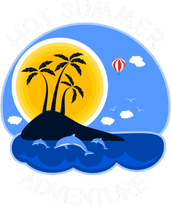 Koszulka damska niebieska na wakacje i lato - Hot Summer Adventure