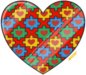 Serce Puzzle - Biały kubek