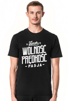 Koszulka Junak m10 dla motocyklisty Wolność Prędkość Pasja - Pomagajnik - kupując pomagasz.