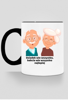 Kubek z kolorowym uchem Dziadek i Babcia - zakupoholik