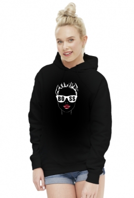 Bluza damska z kapturem Girl Boss - czarna - zakupoholik