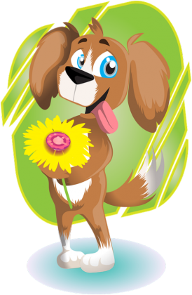 Maseczka Ochronna Pies z kwiatem