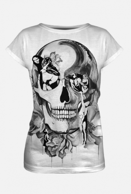 koszulka damska fullprint b&w skull - Madeline Gavi