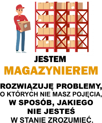 Magazynier. Prezent dla Magazynierów. Magazyniera. Paleta. Wózek widłowy. Praca Magazyniera