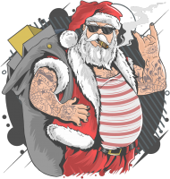 Mikołaj z tatuażami, cygarem i w okularach - Boże Narodzenie - Święta - punk - rock - prezent - męska koszulka