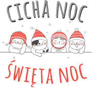 Urocze kotki w świątecznych czapkach. Napis Cicha Noc Święta Noc - Boże Narodzenie - Wigilia - śnieg - męska koszulka