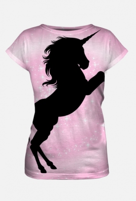 Bluzka damska, fullprint, jednorożec 1 - Black Unicorn Presents