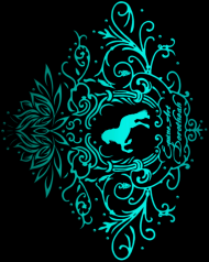 PODKLADKA POD MYSZKĘ  Z TURKUSOWYM KONIEM - Emblem with a Friesian Horse and a Lotus ©DH