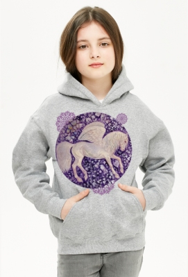 MISTYCZNY KOŃ - AMETYSTOWY PEGAZ JAMINI - DZIECIĘCA BLUZA Z KAPTUREM- NADRUK 2 STRONNY - ART - DH