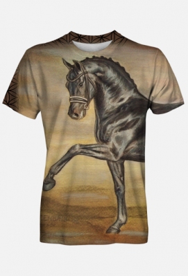 KOŃ UJEŻDŻENIOWY KARY OLDENBURG - FURSTENBALL - T-SHIRT NADRUK FULLPRINT2 STRONNA - ART - DH