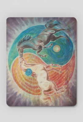 KONIE -YIN YANG ©DH- BALANSOWANIE ENERGII  - PODKŁADKA POD MYSZKĘ - ART - DH