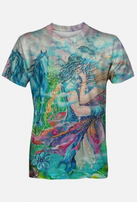 Koszulka męska T-Shirt fullprint - Para i konie -"Je t'offrirai mon dernier souffle de vie" - ©DH - ART - DH