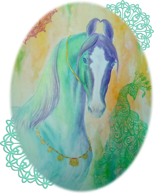 KOŃ INDYJSKI  - INDIAN MARWARI HORSE - YURVAY ©DH - KUBEK Z KONIEM -  NADRUK Z 2 STRON