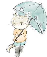 Bawełniana maseczka wielorazowa trójwarstwowa z kotem i parasolką