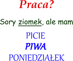 picie piwa poniedziałek - koszulka - nadruk