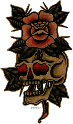 true ink skull zipp hood