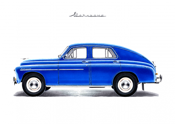 Plakat A2 - 1957 FSO WARSZAWA M20-57