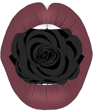 Torba z ustami z czarną różą