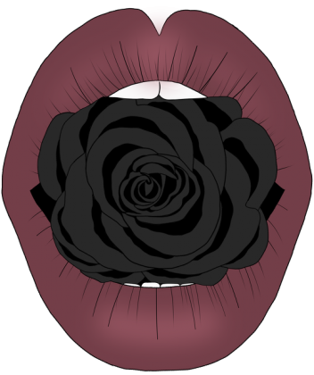 Torba z ustami z czarną różą