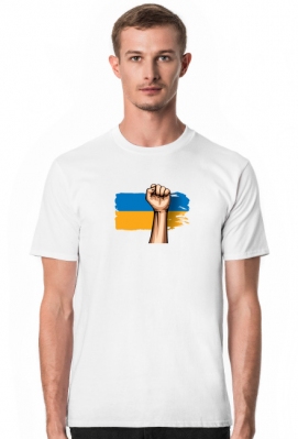koszulka wolna ukraina flaga walka pięść męska - Dla Ukrainy