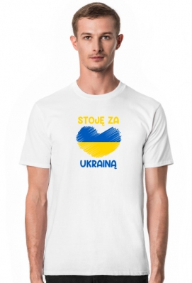 koszulka wolna ukraina stoję za ukrainą flaga serce męska - Dla Ukrainy