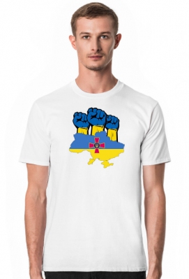 koszulka wolna ukraina wojsko mapa flaga pięść męska - Dla Ukrainy