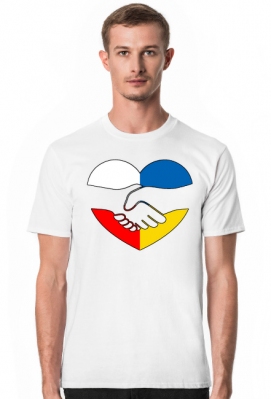 koszulka wolna ukraina serce flaga polski flaga ukrainy męska - Dla Ukrainy