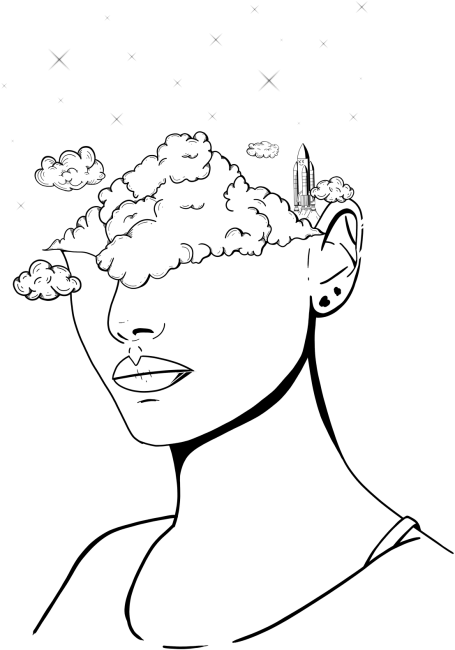 With head in the clouds (White)