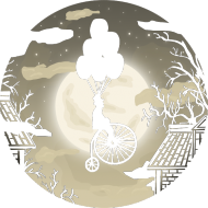Bike on moon steampunk, vintage - woman