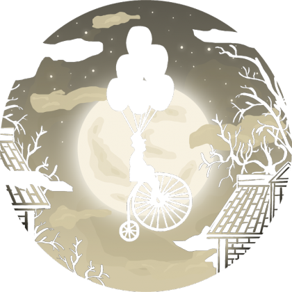Bike on moon steampunk, vintage - man