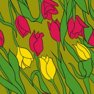 Komin - zielone tulipany