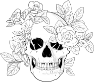 SkullGirl – Białe róże (czarno-białe)