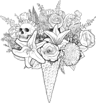SkullGirl – Kwiatowe lody (czarno-białe)