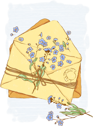 list z niezapominajkami