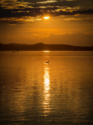 Obraz Zachód Słońca nad jeziorem - canvas