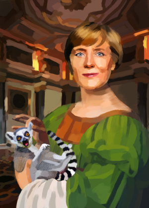 Angela Merkel z Lemurem