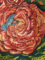 Maska Blue Bird with Rose 2